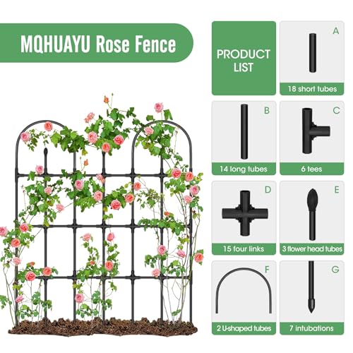 MQHUAYU Garden Trellis for Climbing Plants Outdoor, 47.2" H*38.2" W Rustproof Sturdy Garden Arch Trellis for Potted Climbing Cucumber Tomato Rose Vegetable Flower Plant Trellises(120cm)