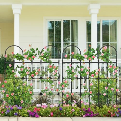 MQHUAYU Garden Trellis for Climbing Plants Outdoor, 47.2" H*38.2" W Rustproof Sturdy Garden Arch Trellis for Potted Climbing Cucumber Tomato Rose Vegetable Flower Plant Trellises(120cm)