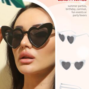 LOHO MAGICA Women Fashion Heart Sunglasses 12 Pack Heart Shaped Sunglasses for Women Vintage Love Cat Eye Retro Glasses（Red）