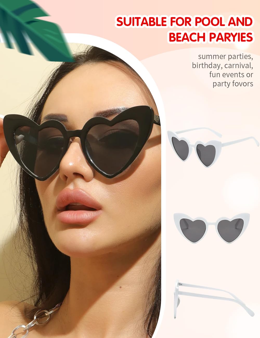 LOHO MAGICA Women Fashion Heart Sunglasses 12 Pack Heart Shaped Sunglasses for Women Vintage Love Cat Eye Retro Glasses（Red）