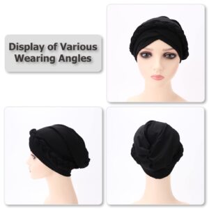 DRESHOW African Turban Pre-Tied Twisted Braid Head Wrap Hat Beanie Headwraps for Black Women Chemo Cancer Cap