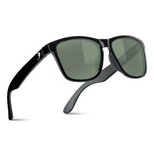 BNUS Glass Lens Polarized Sunglasses (Glass Lens, Black Frame/G-15 Polarized)