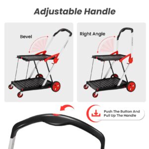 Multi Use Functional Collapsible Carts, Mobile Folding Trolley, Shopping Cart with Storage Crate, Portable Folding Cart, Shopping Cart Folding Trolley for Groceries, Home