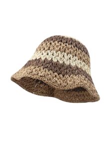 verdusa women's floral appliques crochet bucket hats cute knitted fishing hat outdoor cap coffee brown one-size