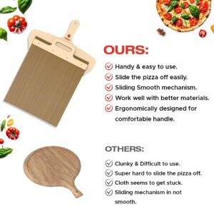 ASHNAEEM Premium Sliding Pizza Peel | Non-Stick Pizza Spatula Paddle with Wooden Handle | Smart Pizza Slider for Indoor & Outdoor Ovens | Large 19.68" x 11.81" Pizza Board