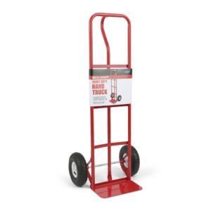 simpli-magic steel pneumatic hand truck dolly - 600-lb. capacity, 10in. tires, premium american red finish