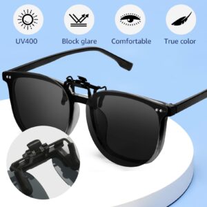 Trysee Clip on Sunglasses Over Prescription Glasses for Men Women Polarized Flip Up for Eyeglasses Anti Glare TS3167