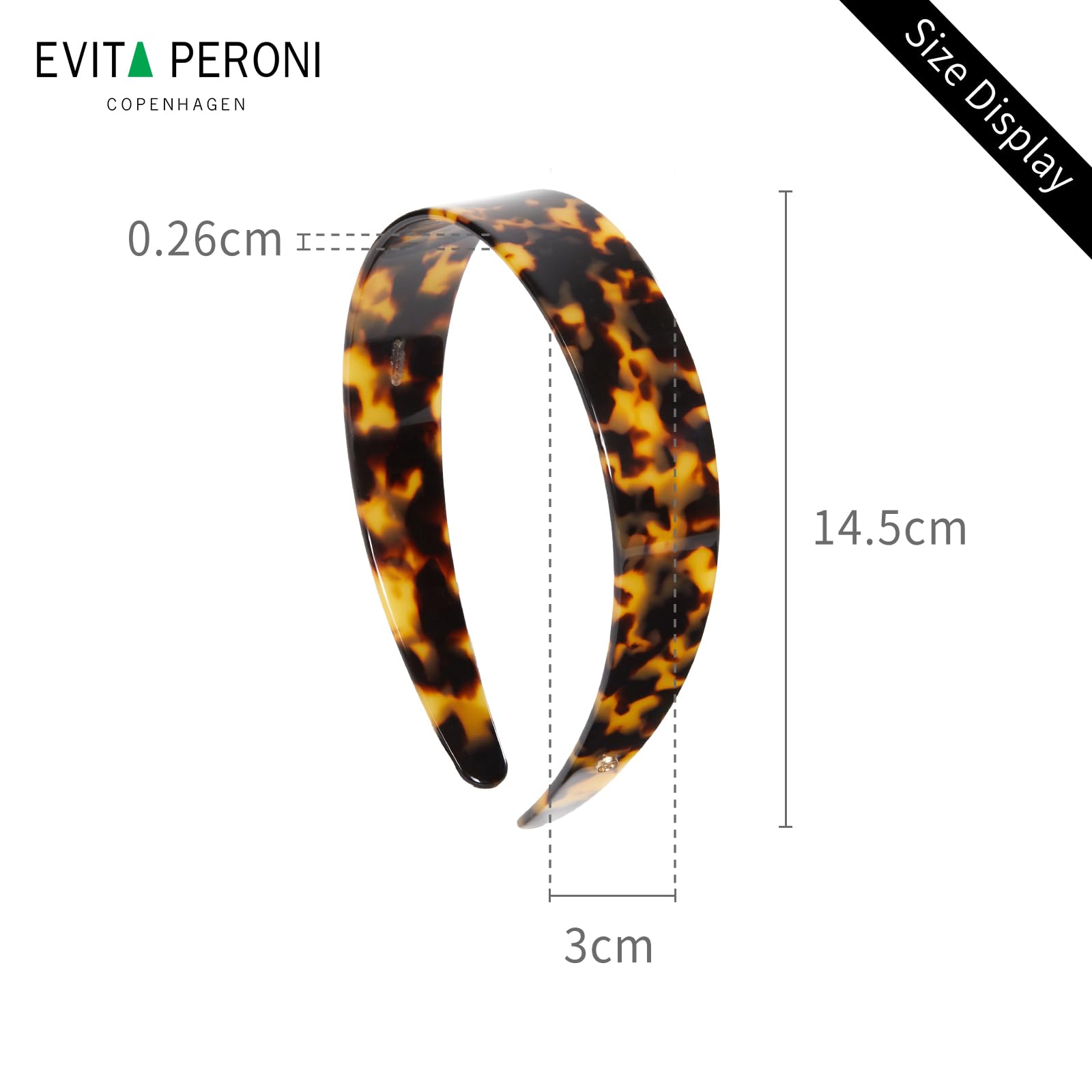 EVITA PERONI Wide Headbands for Women with Teeth Acetate Resin Hair Bands for Women's Hair No Headache Headband No Slip Hairbands-Tortoise