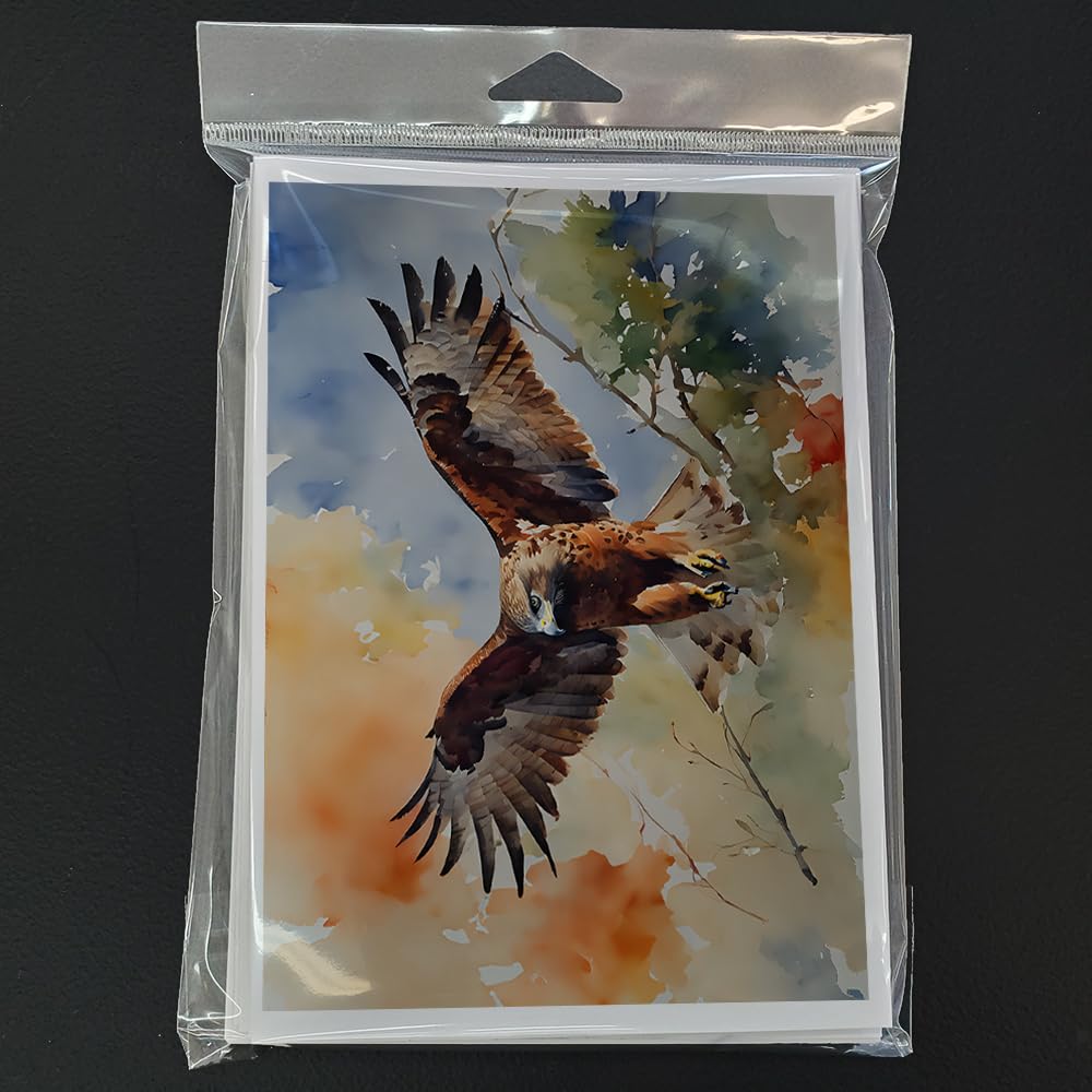 Caroline's Treasures DAC3231GCA7P Hawk Greeting Cards Pack of 8 Blank Cards with Envelopes Whimsical A7 Size 5x7 Blank Note Cards