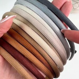 Heliums Thin Headbands For Women - 8mm Skinny Hairbands for Girls, 4 Count, Blends with Hair Color (Dark Blonde, Sandy, Beige and Ash Blonde)