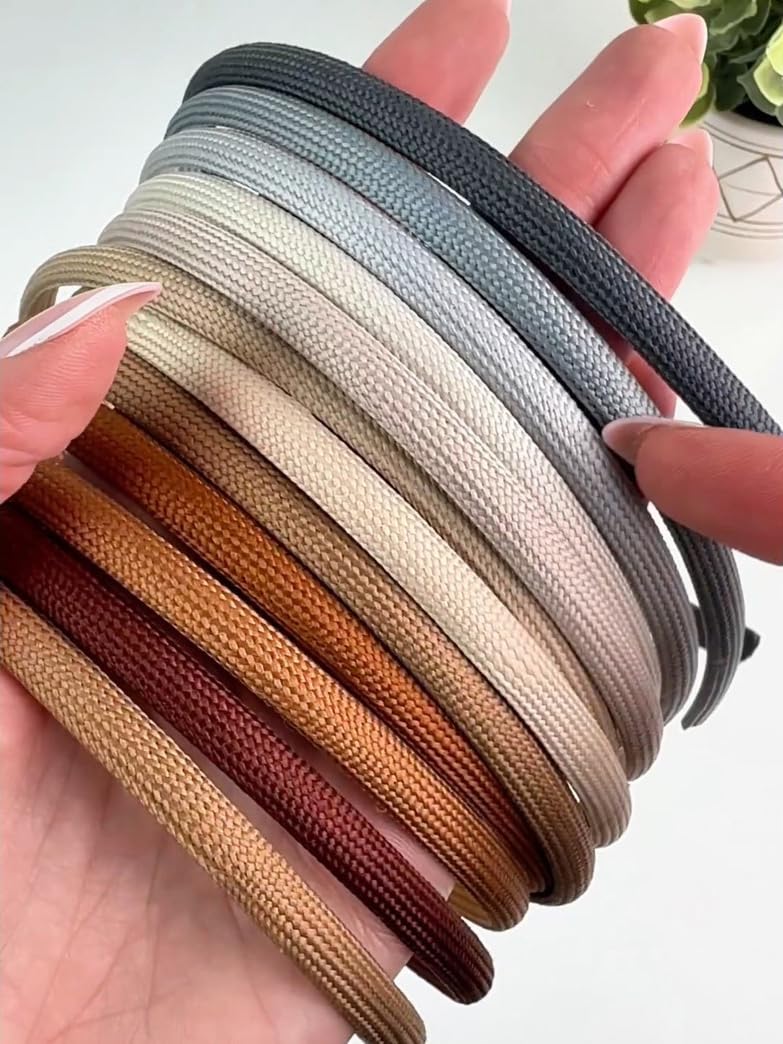 Heliums Thin Headbands For Women - 8mm Skinny Hairbands for Girls, 4 Count, Blends with Hair Color (Dark Blonde, Sandy, Beige and Ash Blonde)