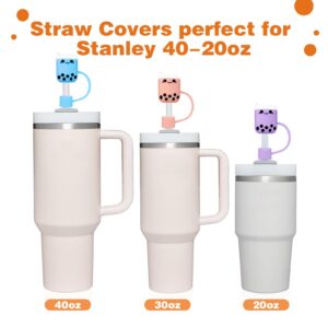 8PCS Straw Cover Cap for Stanely Cup, 0.4Inches Cute Bubble Tea Drinking Straw Cover, Silicone Dust-Proof Straw Protector Topper Stanley Accessories