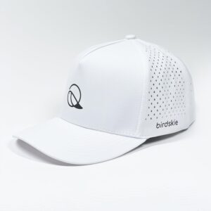 birdskie Golf Hat Snapback, Breathable, Quick Drying, High Performance, The Swagger Golf Cap White