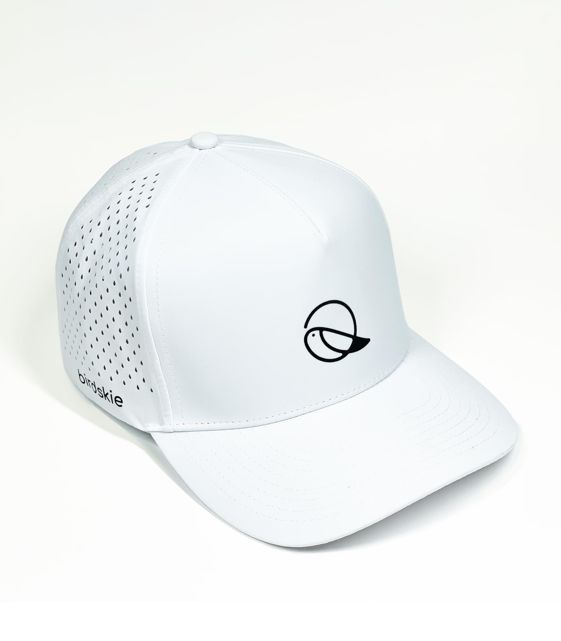 birdskie Golf Hat Snapback, Breathable, Quick Drying, High Performance, The Swagger Golf Cap White