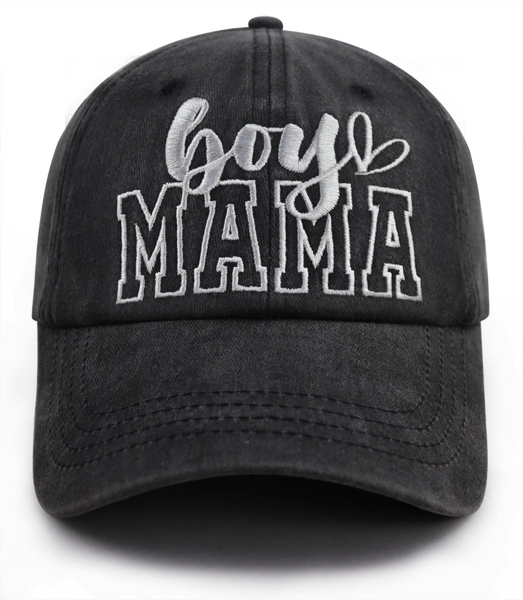 Boy Mama Gifts for Mom, Funny Boy Mama Est 2024 Hat, Adjustable Cotton Embroidered Pregnancy Announcement Baseball Cap, Mothers Day Birthday Gifts for New Moms Pregnant Mama Mother Mommy Wife Black