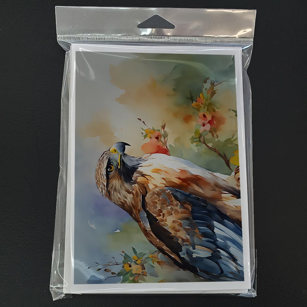 Caroline's Treasures DAC3232GCA7P Hawk Greeting Cards Pack of 8 Blank Cards with Envelopes Whimsical A7 Size 5x7 Blank Note Cards