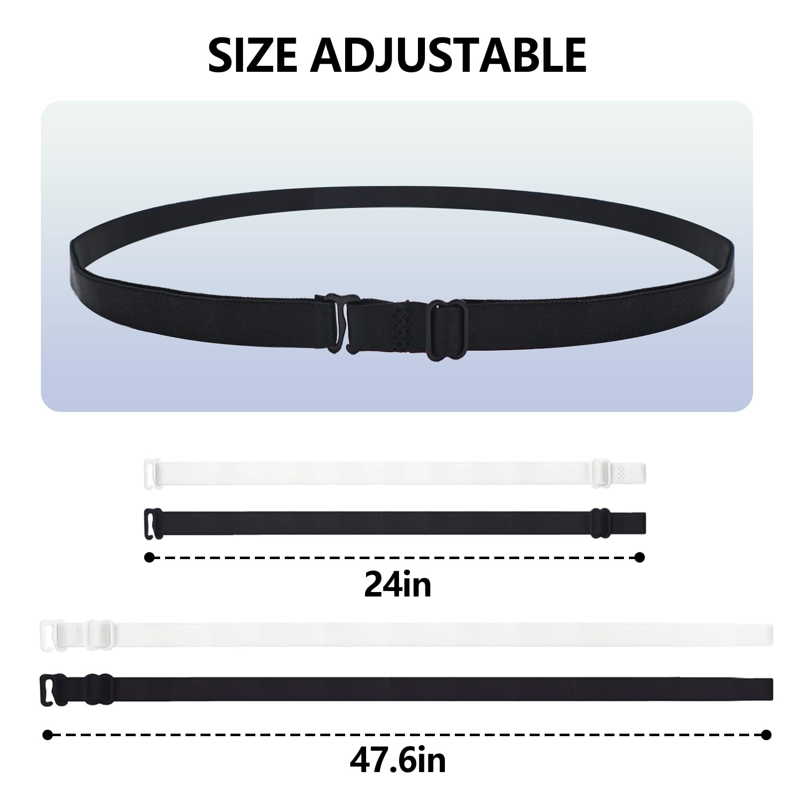 2PCS Crop Adjustable Band, Crop Tool for Shirt, Crop Band for Tucking Shirts, Elastic Belts for Women Tops, Shirt Band for Transform The Way You Style Your Tops (Black + White)