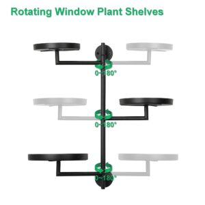 YFFSRJDJ Rotating Window Plant Shelves Indoor, 3-tier Metal Plant Stand, Wall Plant holder, Window Plant Shelf for Multiple Plants indoors, Window Sill Gifts for Plant Lovers to Enhance Home Decor