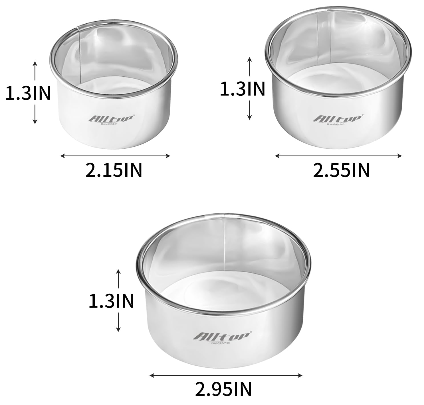 ALLTOP Circle Biscuit Cutter Set –Stainless Steel Baking Supplies for Effortless Round Cookie Shaping, Pastry & Fondant Tool Creation–Precise Cut Kitchen Utensil for Sandwich, Scone, Donut -3PC Round