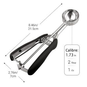 JOPPLIM Cookie Scoop, Small Ice Cream Scoop, 2 Tbsp/ 30ml/ 1oz, 18/8 Stainless Steel Cookie Scoops for Baking, Ice Cream Scooper with Spring Trigger System, Cookie Dough Scoop with Comfortable Grip