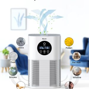 Air Purifiers for Home Large Room up to 600 Ft², VEWIOR H13 True Hepa Air Purifiers for Pets Hair, Dander, Smoke, Pollen, 3 Fan Speeds, 6 Timer Air Cleaner