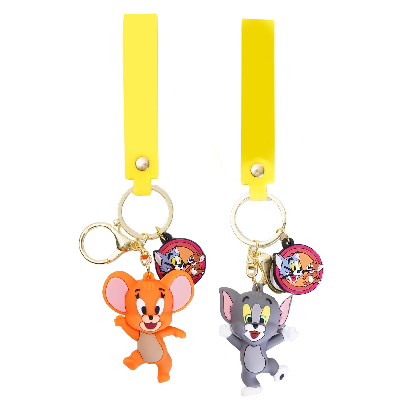 Zgwafdww Animal Plastic Keychain Set - Adorable Cat and Mouse Designs, Perfect for Backpacks and Keys.(2.2inches pack of 2