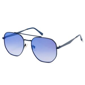 SOJOS Classic Square Aviator Sunglasses for Women Men Retro Hexagon UV400 Protection Shades SJ1222, Blue/Blue Mirrored