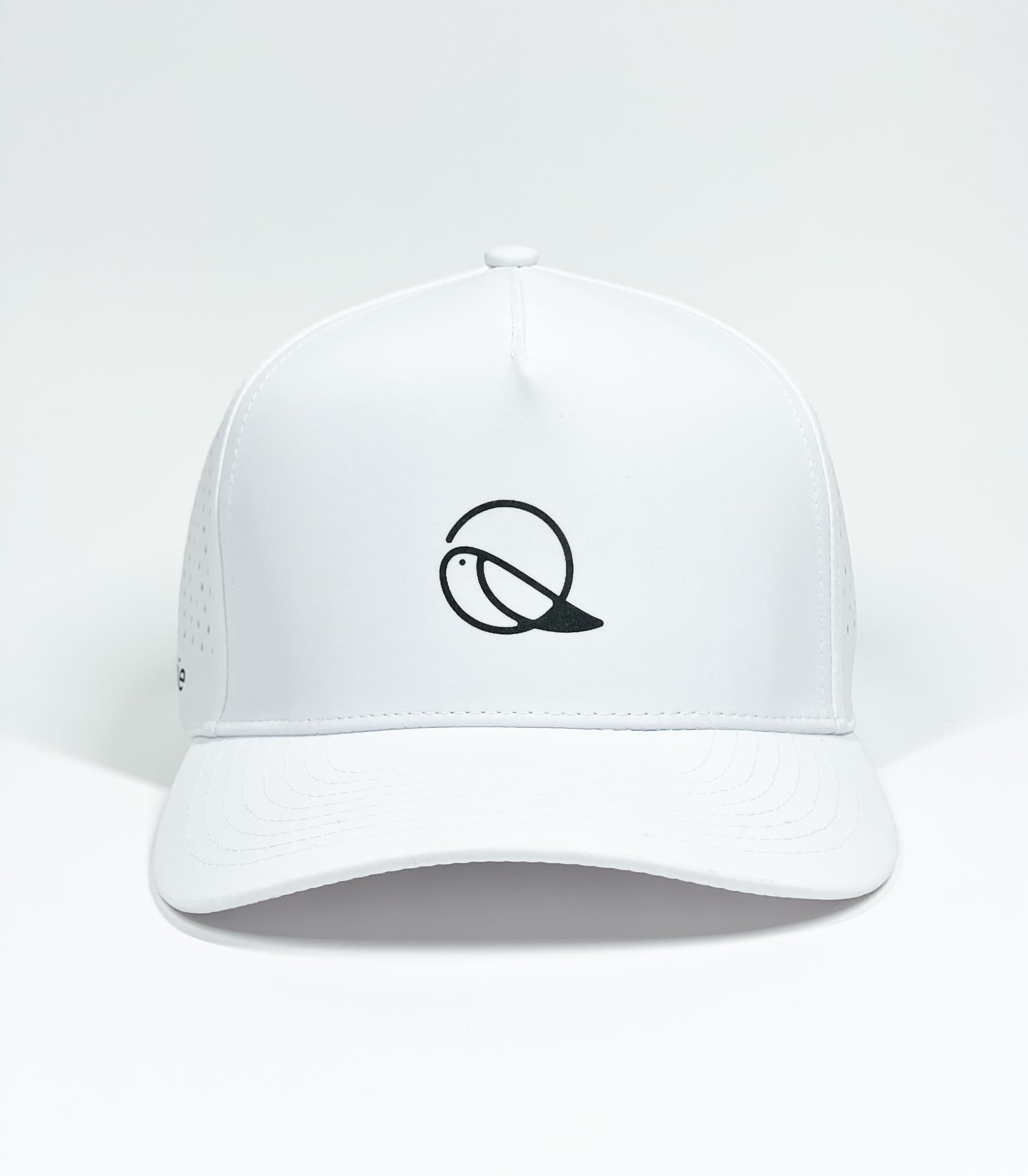 birdskie Golf Hat Snapback, Breathable, Quick Drying, High Performance, The Swagger Golf Cap White