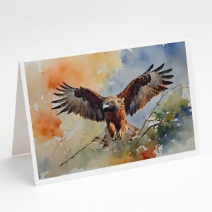 caroline's treasures dac3231gca7p hawk greeting cards pack of 8 blank cards with envelopes whimsical a7 size 5x7 blank note cards