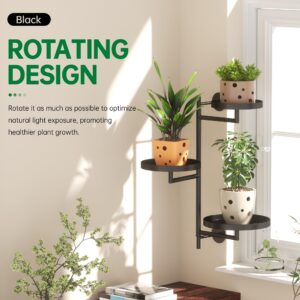 YFFSRJDJ Rotating Window Plant Shelves Indoor, 3-tier Metal Plant Stand, Wall Plant holder, Window Plant Shelf for Multiple Plants indoors, Window Sill Gifts for Plant Lovers to Enhance Home Decor