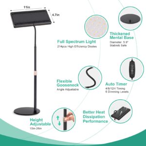 LBW Grow Lights for Indoor Plants Full Spectrum, 214 LEDs Plant Lights for Indoor Growing, Desk Plant Grow Lights Indoor with Timer 4/8/12H, 6 Dimmable Levels, Plant Lamp Height Adjustable 10"-26"