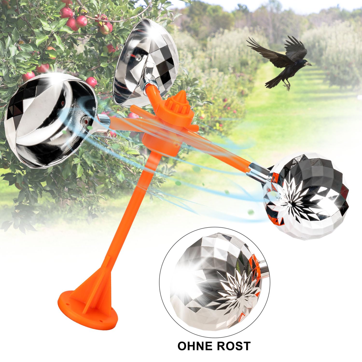 Flyonte Birds Reflect Deterrent Visual Bird Scarer Deterrent Devices Outdoor Bird Control for Seagull Pigeon Harmless Device to Keep Birds Away from Your Farm Boat (Orange)