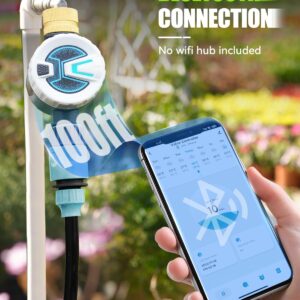 RAINPOINT Bluetooth Hose Timer with Brass Inlet,Smart Water Timer for Garden Hose,Sprinkler Timer with Rain Delay/Manual/Auto Watering, App Control