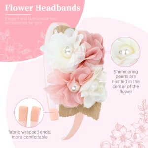 Dizila 5 Pieces Plastic Flower Headbands Floral Hair Bands Hoops Accessories for Toddlers Girls Kids Teens