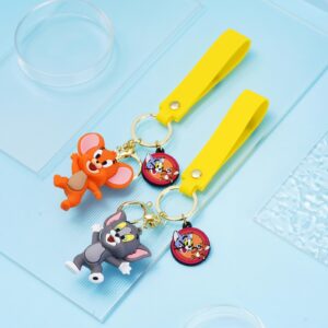 Zgwafdww Animal Plastic Keychain Set - Adorable Cat and Mouse Designs, Perfect for Backpacks and Keys.(2.2inches pack of 2