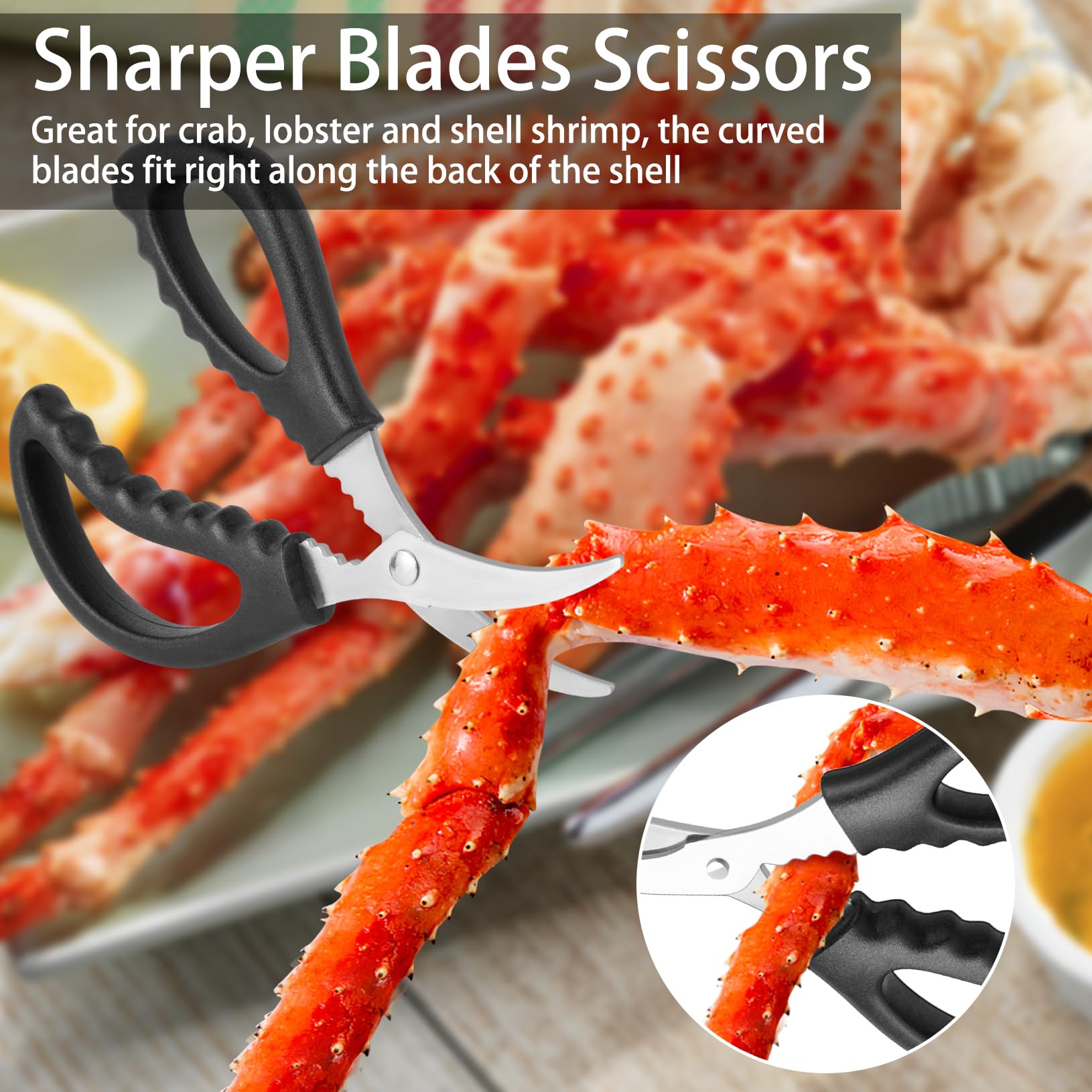 suoundey Seafood Cracker Tool Set With Lobster Sheller Stainless Steel Crab Crackers Crab Leg Fork Seafood Scissors And Storage Bag, Crab Leg Pick Utensils Set Crab Eating Tools (9Pcs)