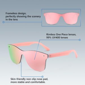 FEISEDY Trendy Rimless Mirrored One Piece Lens Sunglasses Reflective Sun Glasses B4155