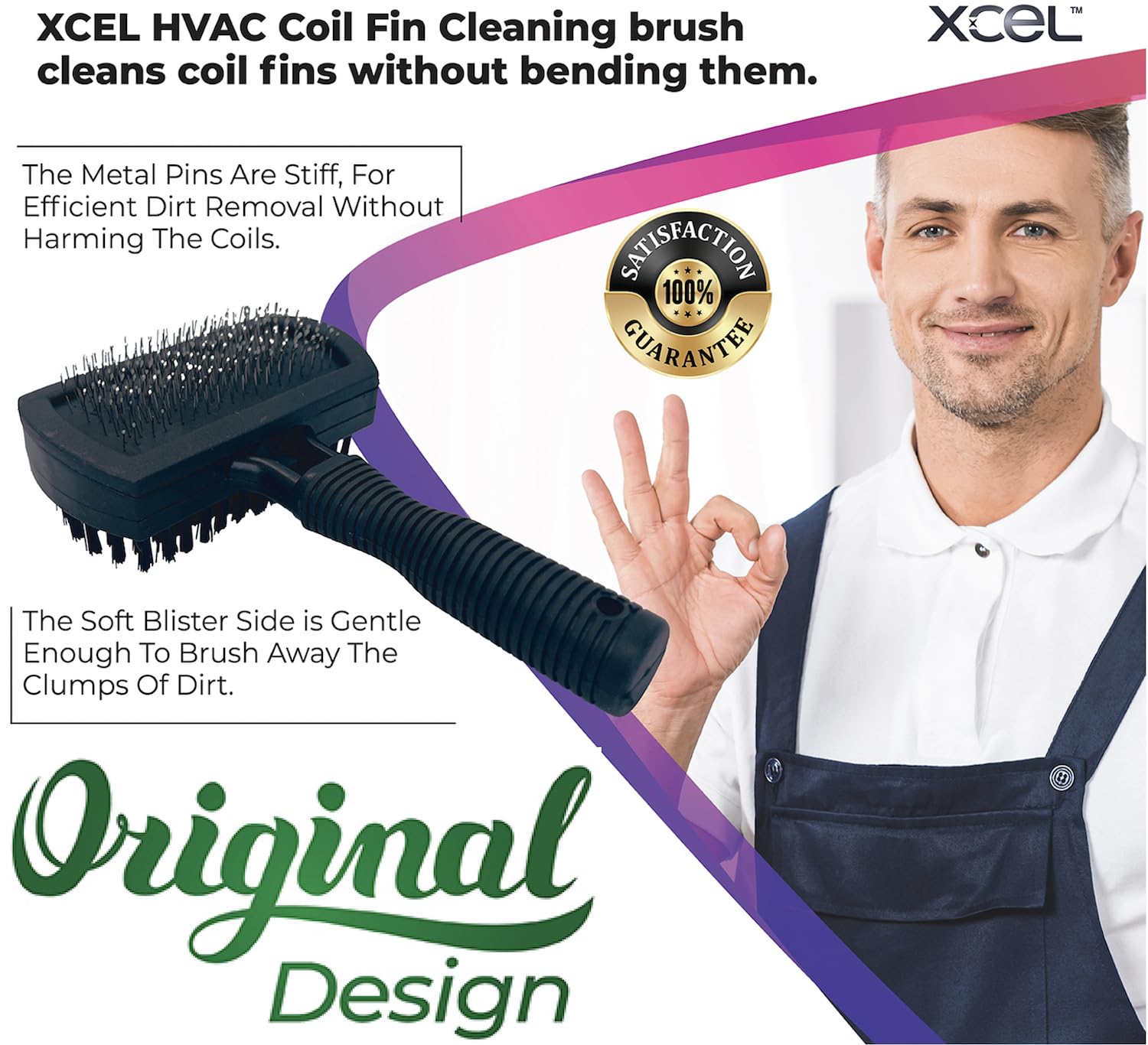 Next Generation Air Conditioner Evaporator Coil Fin Cleaning Brush V2 (Double-Sided) - By XCEL