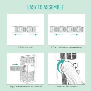 AGPTEK Exhaust Hose for Portable Air Conditioner, 5.9 Inch Diameter AC Vent Hose, Replacement for 5.9 inch Exhaust Vent Tube - Clockwise Thread, 59 Length