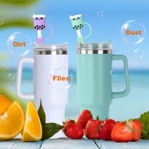 8PCS Straw Cover Cap for Stanely Cup, 0.4Inches Cute Bubble Tea Drinking Straw Cover, Silicone Dust-Proof Straw Protector Topper Stanley Accessories