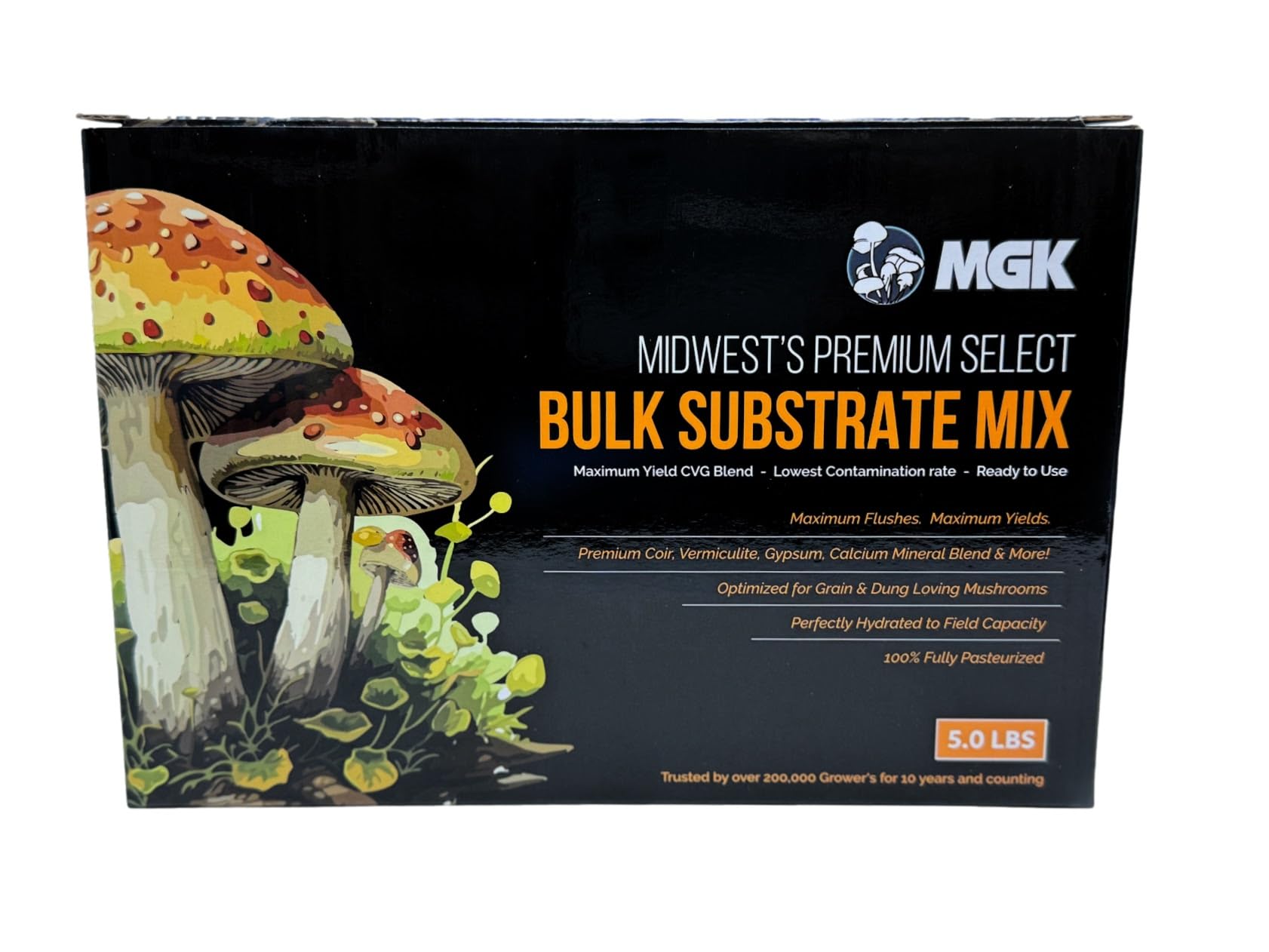 Myco Labs Premium Bulk Mushroom Substrate Mix | Fully Pastuerized | Maximum Yield | for Dung & Grain Loving Mushrooms (5 LBS)