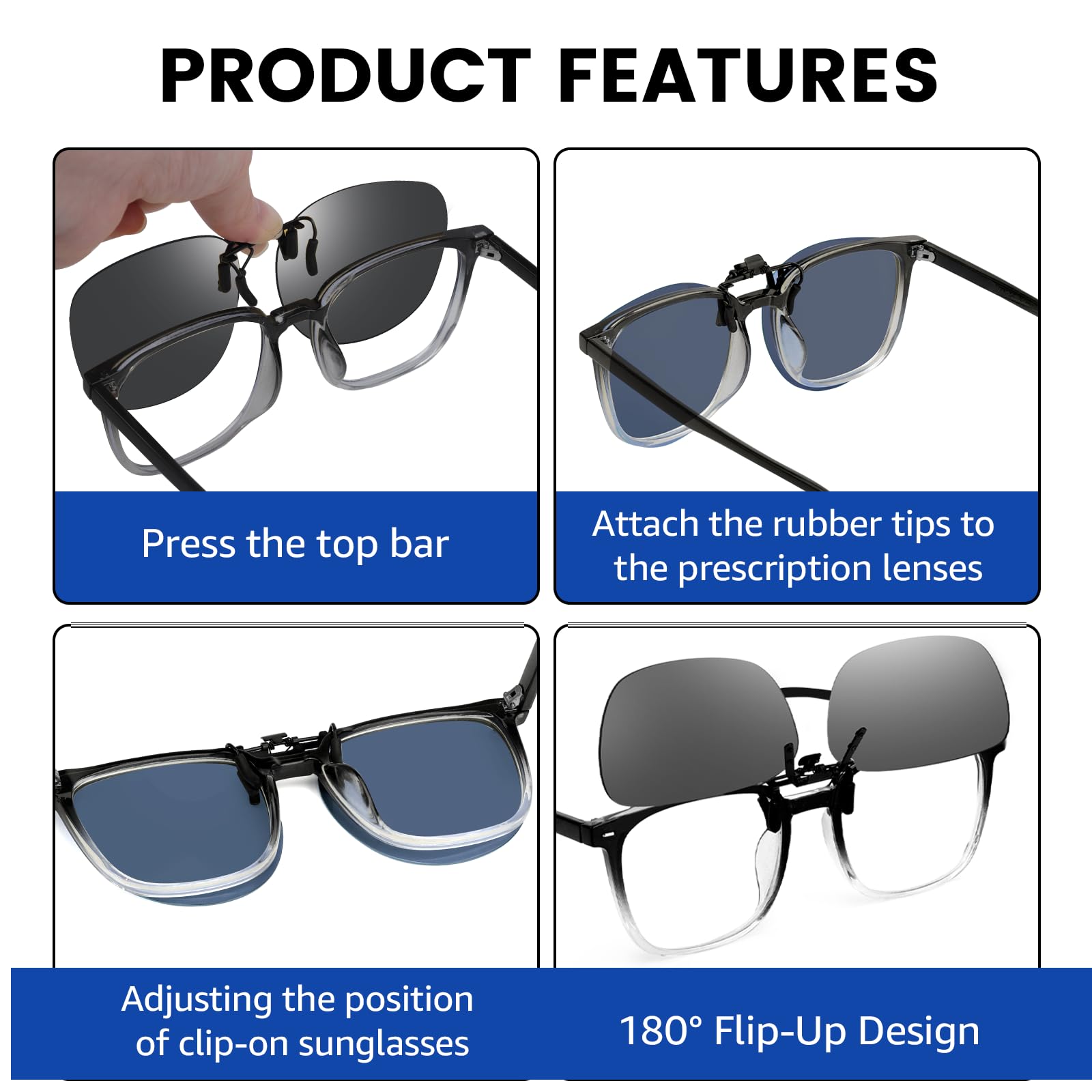 Trysee Clip on Sunglasses Over Prescription Glasses for Men Women Polarized Flip Up for Eyeglasses Anti Glare TS3167