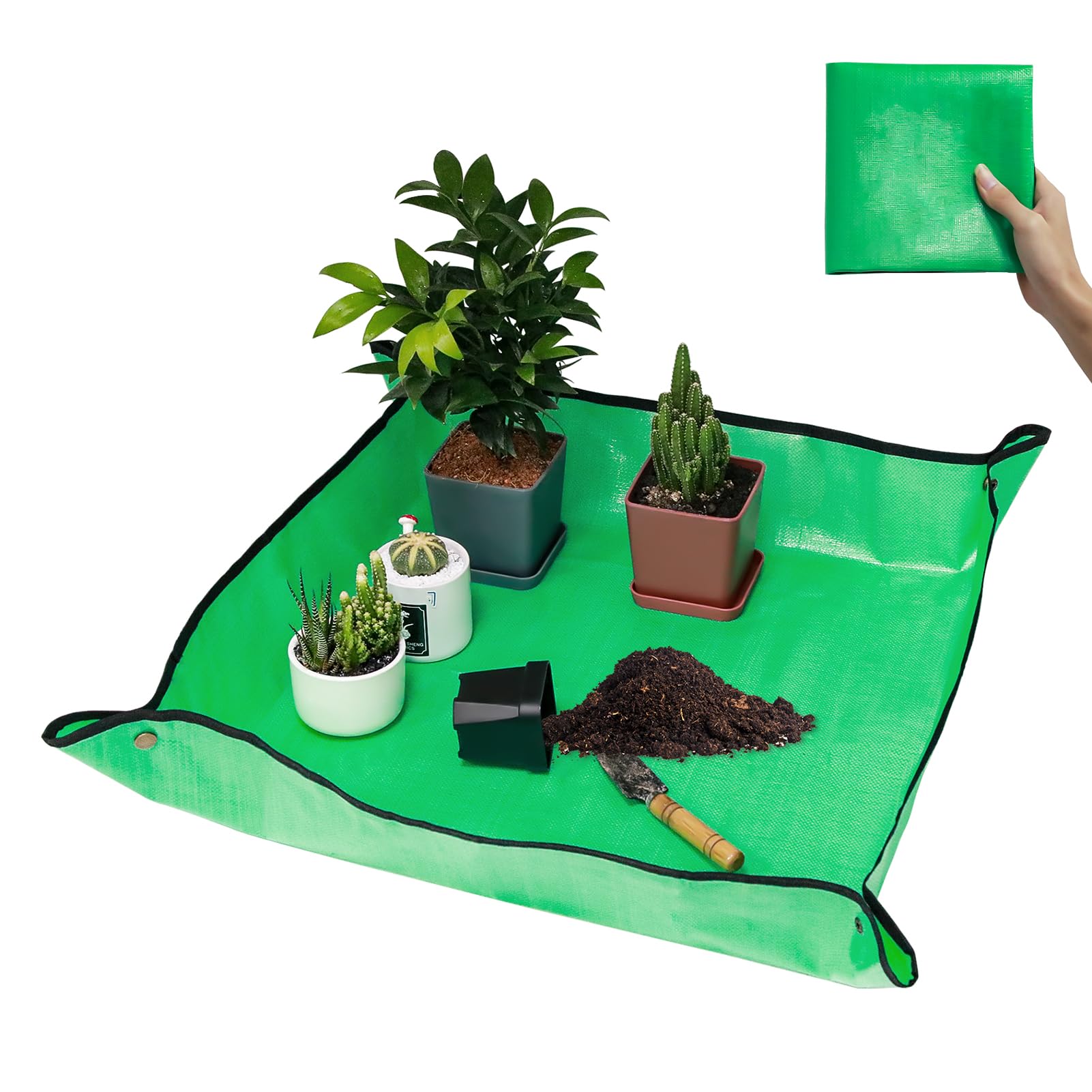 VinYankee Repotting Mat for Transplanting & Potting Soil Mess Control, 26.8" x 26.8" Waterproof Plant Potting Mat, Succulent Orchid Potting Tray for Plant Pots, Gardening Gifts Bonsai Tools