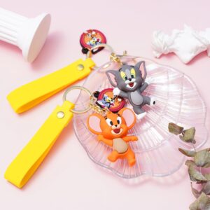 Zgwafdww Animal Plastic Keychain Set - Adorable Cat and Mouse Designs, Perfect for Backpacks and Keys.(2.2inches pack of 2