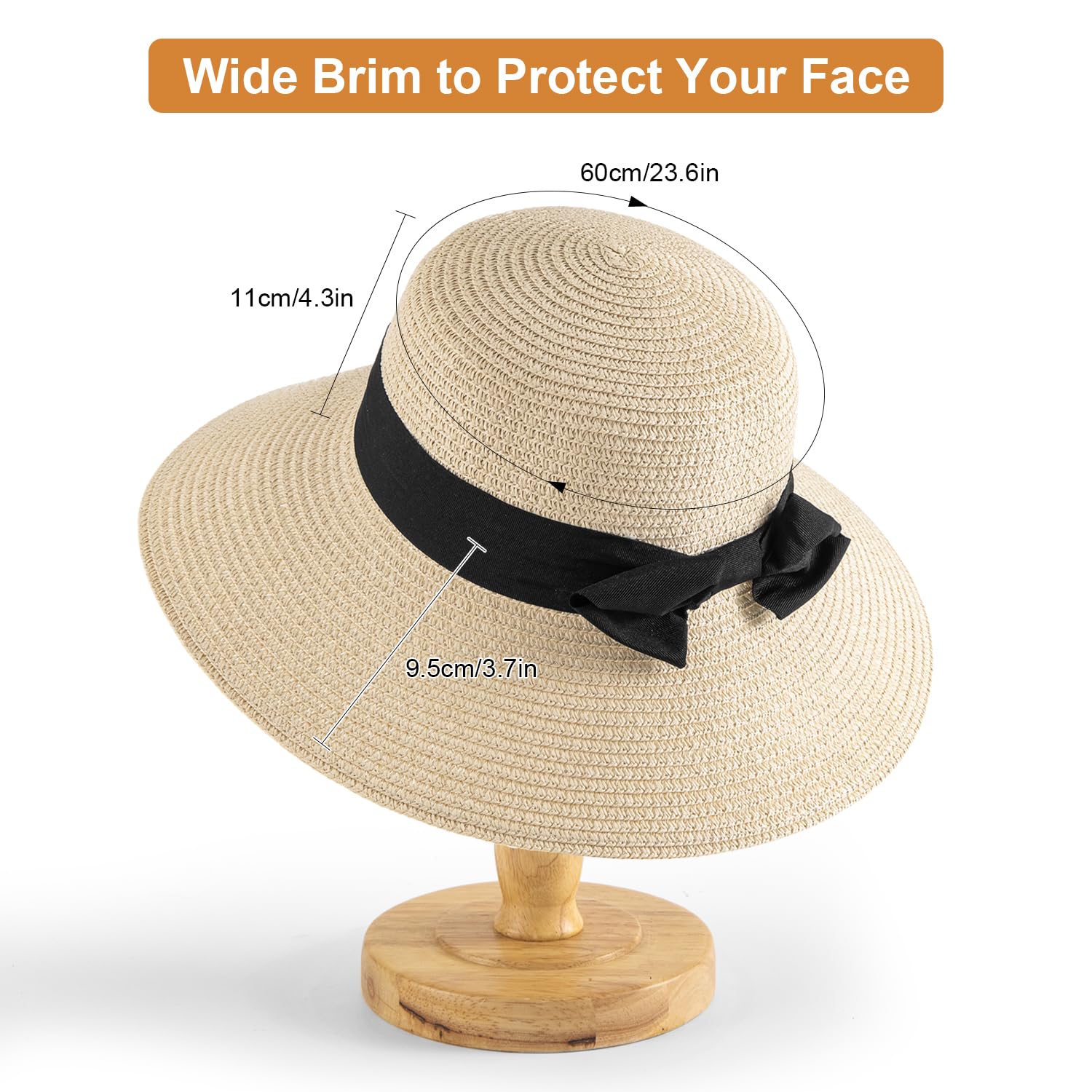 MEINICY 3PCS Sun Hat Beach Straw Hat for Women Wide Brim Foldable Roll up Summer UPF 50+ Hat (Ivory+Brown+Beige)