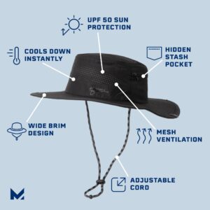 MISSION Cooling Anywhere Boonie Hat, Blackout - Unisex Wide-Brim Hat for Men & Women - Lightweight & Durable - Cools Up to 2 Hours - UPF 50 Sun Protection - Machine Washable