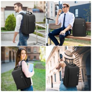 HOMIEE 17 Inch Laptop Backpack Slim Durable Business Computer Travel Backpack with USB Charging Port, Lightweight Casual Daypack for College Work Office Men Women, Black