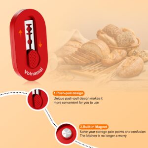 Volnamal Magnetic Bread Lame Dough Scoring Tool - Push-pull Handle for Perfect Bread Scoring Tool for Sourdough Baking & Bread Making Tools, Sourdough Starter Kit 1 Pack w/5 Razor Blades,Red