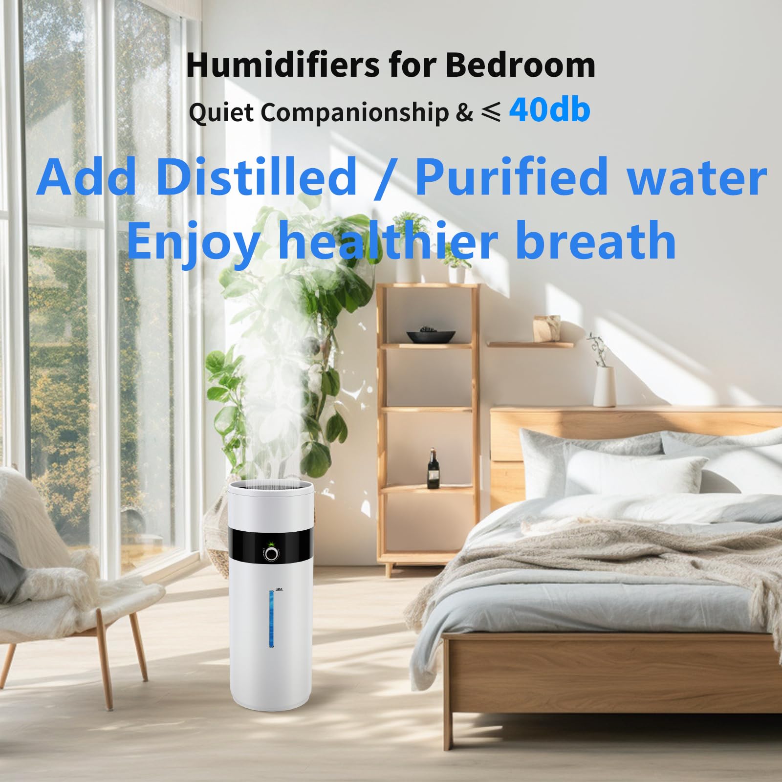 Tower Humidifiers for Large Room 1000 sq ft,Hioo 18L 4.76Gal Ultrasonic Topfill Cool Mist Air Humidifier with 360° Nozzle for Baby Plant Yoga Home Office Bedroom Greenhouse Warehouse