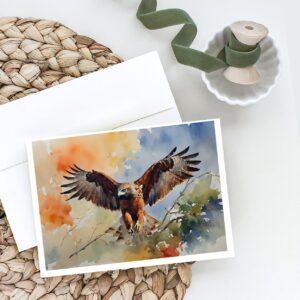 Caroline's Treasures DAC3231GCA7P Hawk Greeting Cards Pack of 8 Blank Cards with Envelopes Whimsical A7 Size 5x7 Blank Note Cards